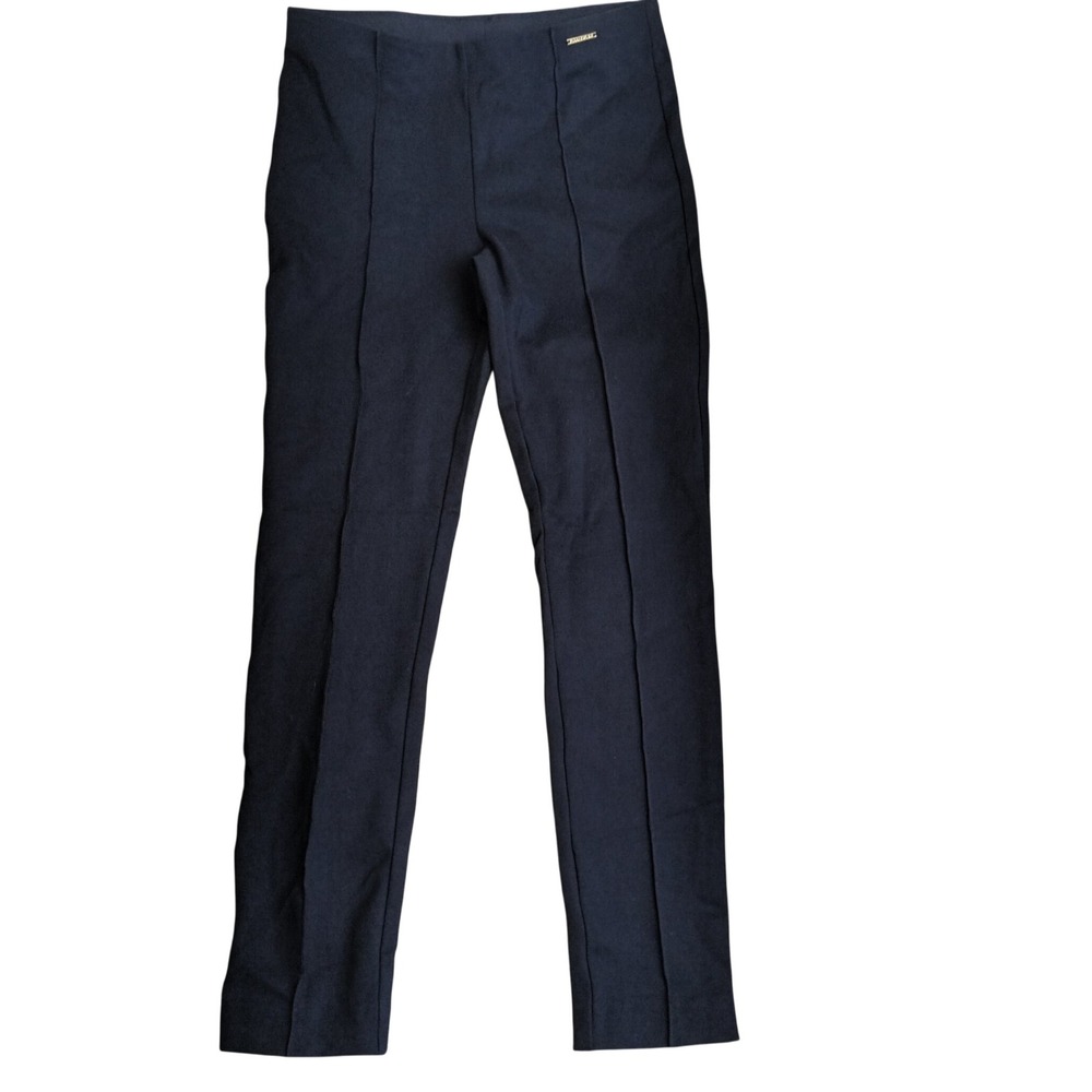 Anne Klein Pintuck Trousers Womens 6 Navy Blue Excellent Stretch Pull On Pants